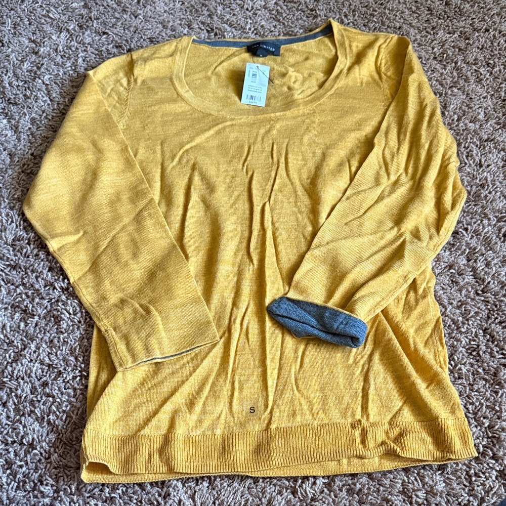 The Limited Mustard Yellow Lightweight Scoop Neck Sweater